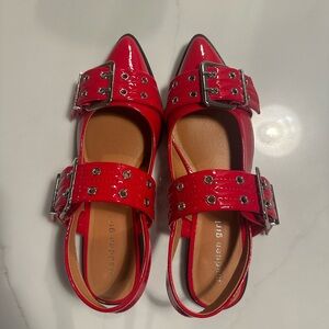 Madden Girl Red Flats with Buckle Detail